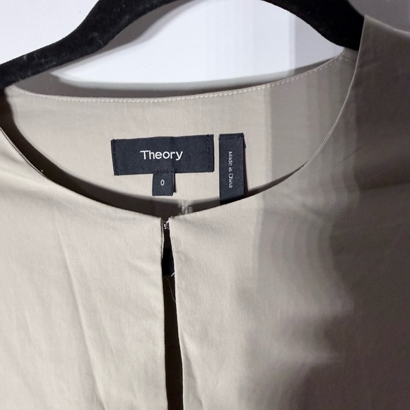 Theory Beige Utility Shirt Dress Size 0 Minimalist Pockets - Picture 3 of 8